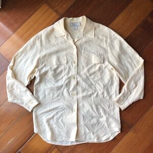 New York & Company Cream Button-Up Blouse